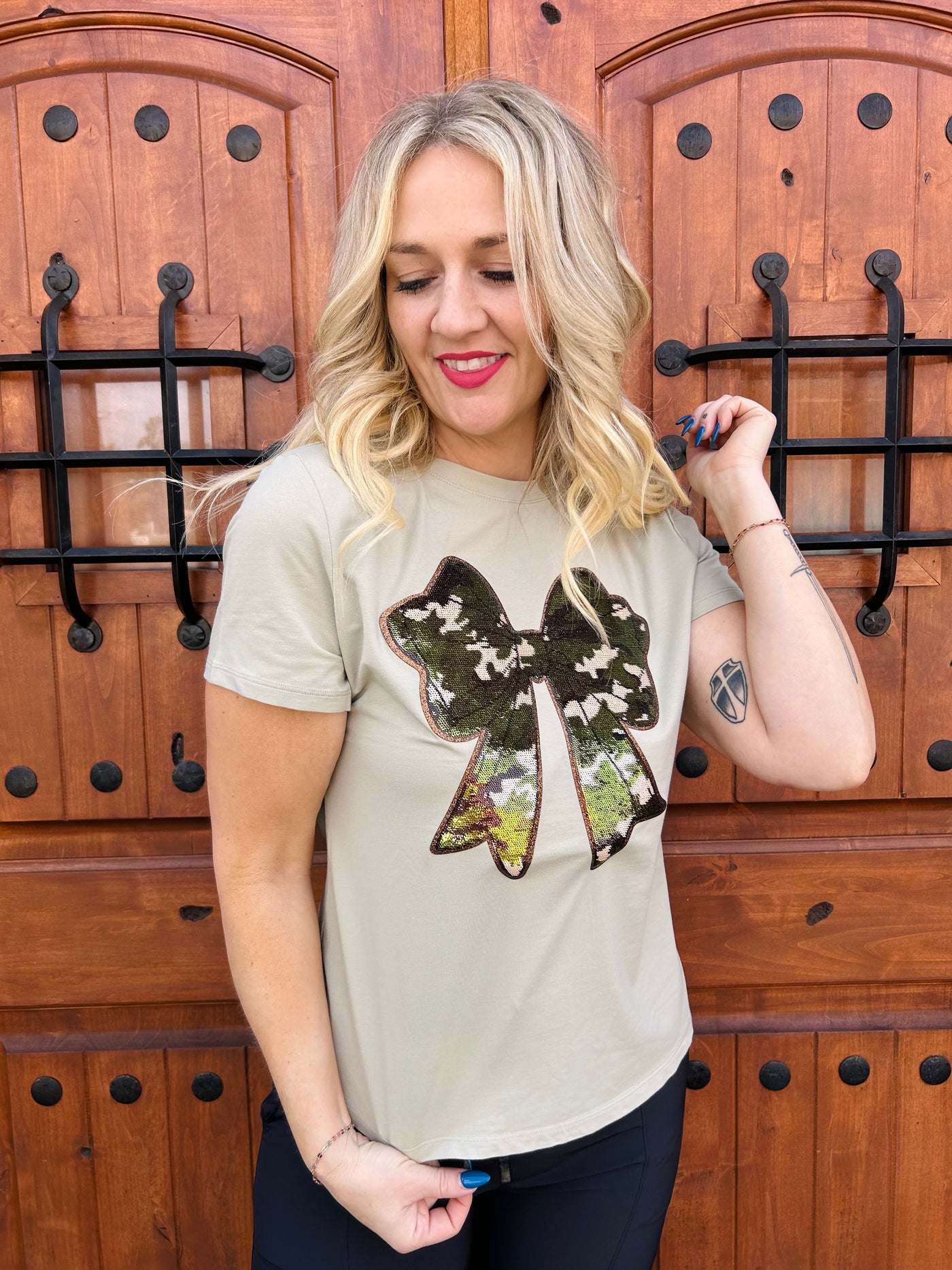 Sequin Camo Bow Top