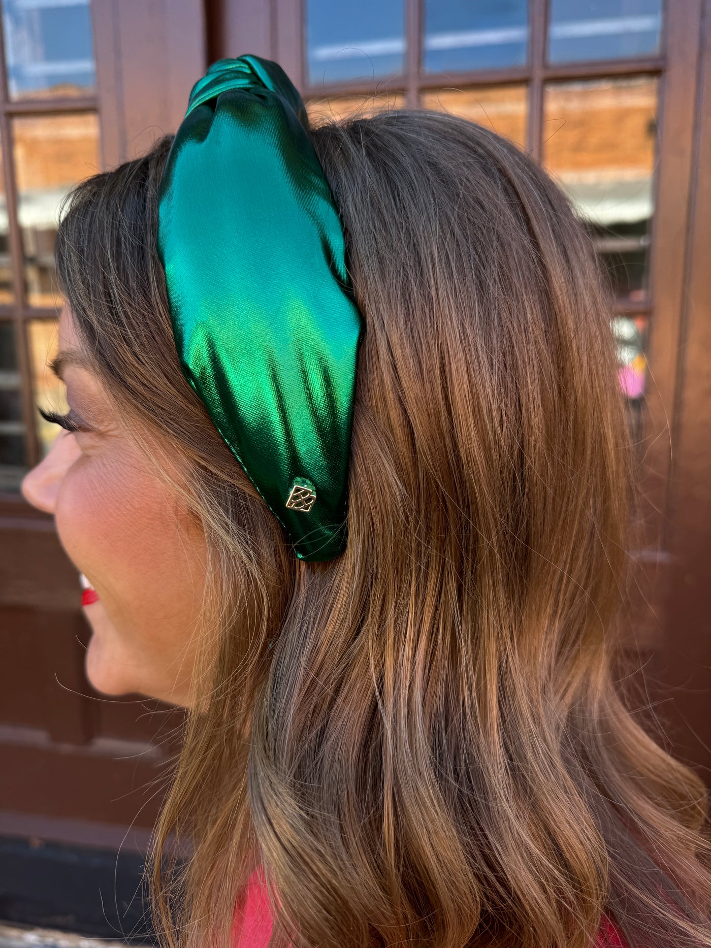 Green Puff Metallic Knotted Headband | Brianna Cannon