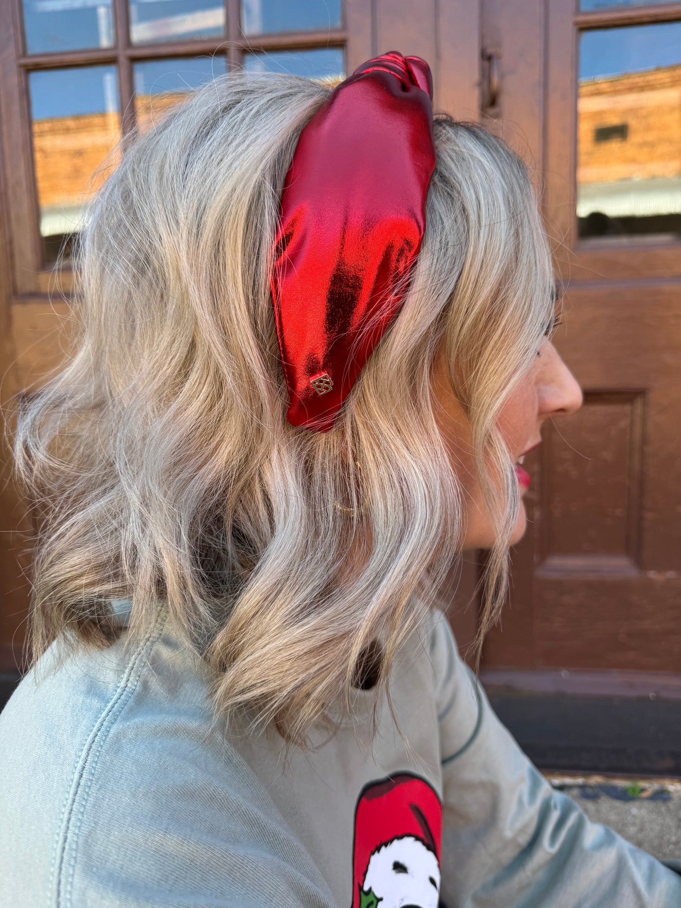 Red Puff Metallic Knotted Headband | Brianna Cannon
