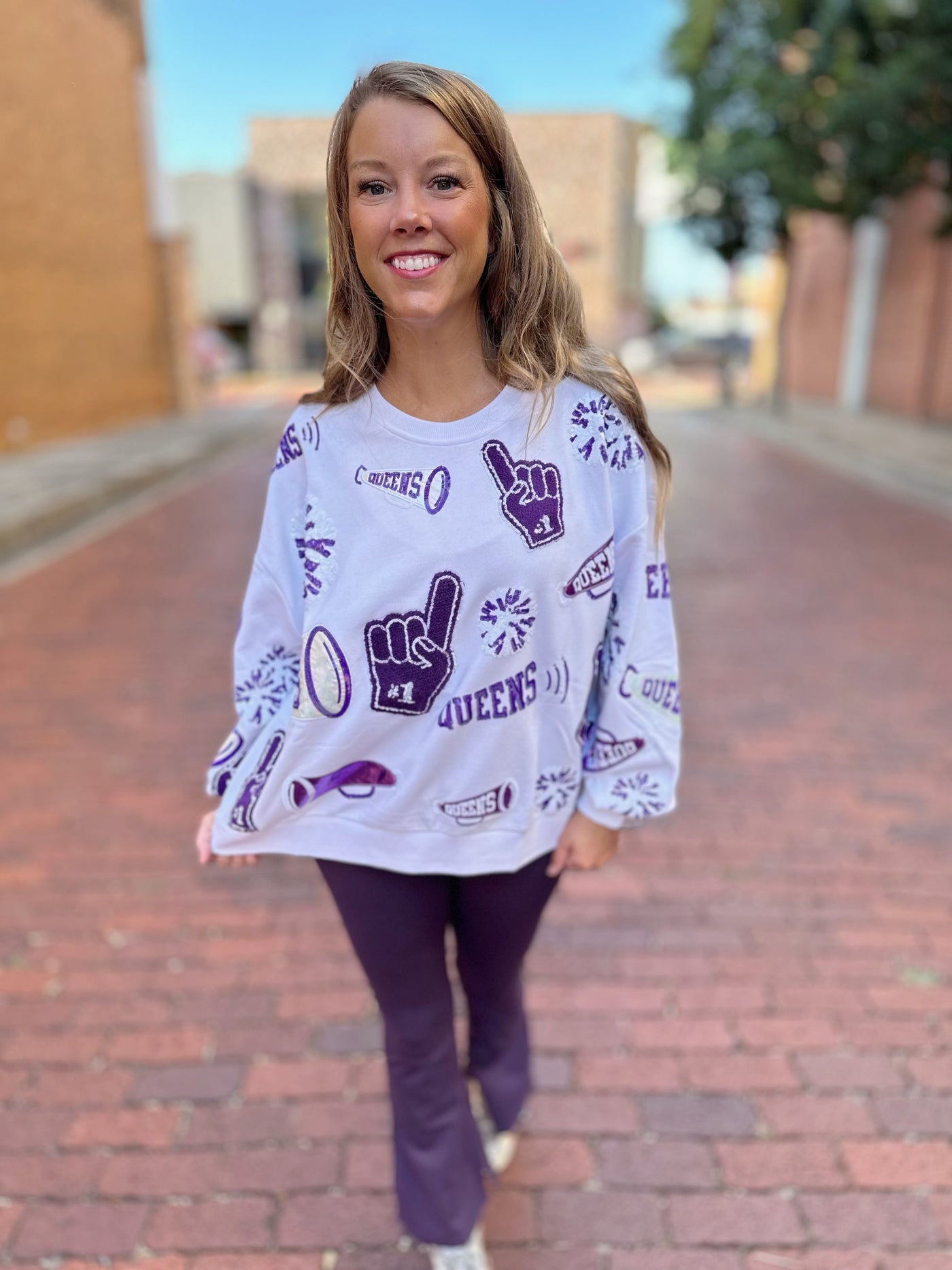 White & Purple Cheers Icon Sweatshirt | Queen Of Sparkles