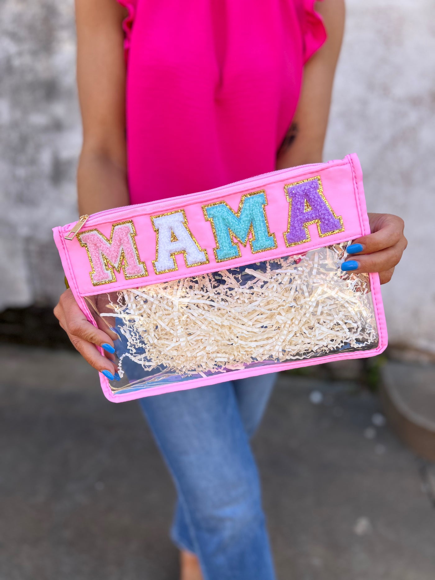 Chenille Patch Pouch - MAMA