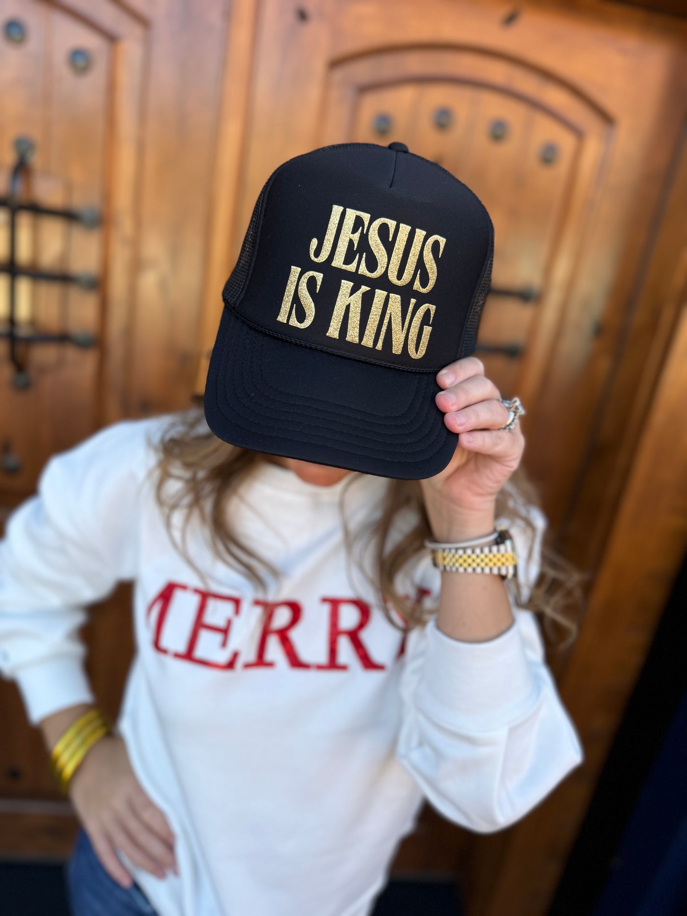 Jesus is King Hat - Black & Gold