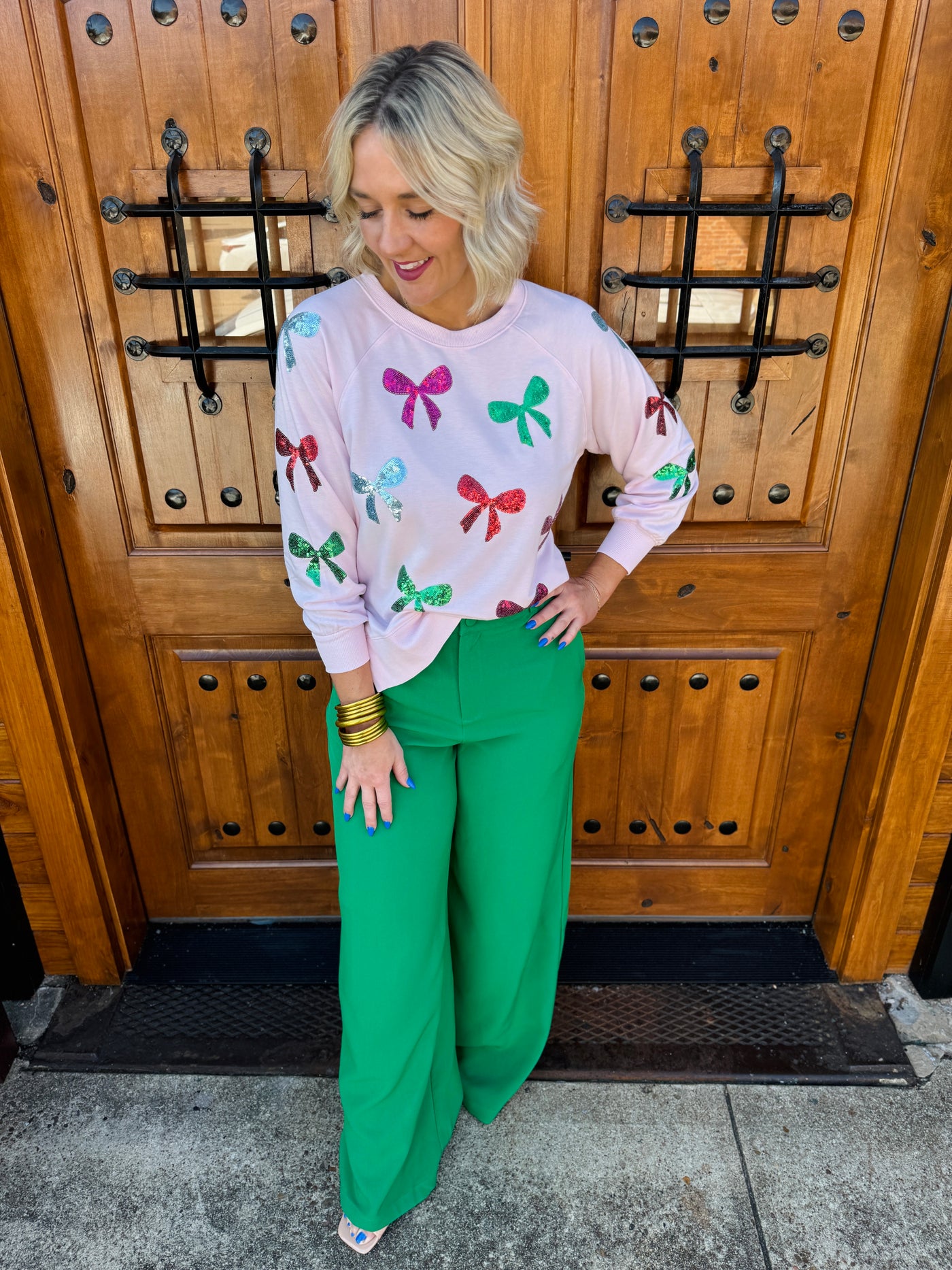 Chelsea Wide Leg Trousers - Green