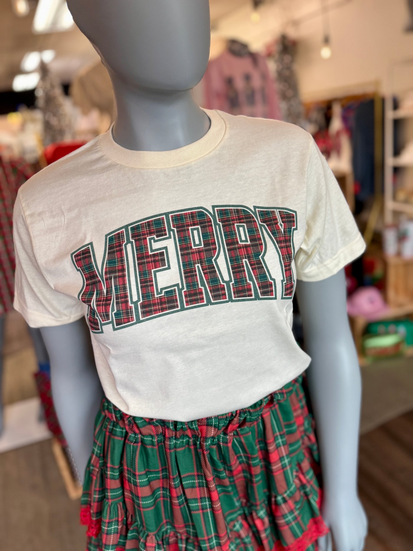 A Very Merry Plaid Christmas Graphic Tee