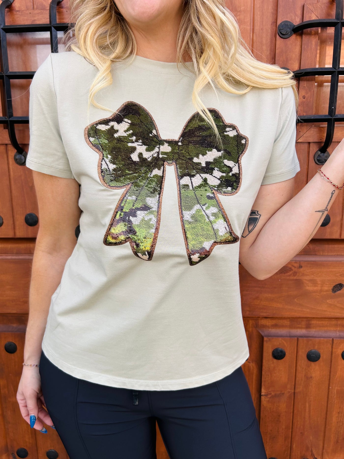 Sequin Camo Bow Top