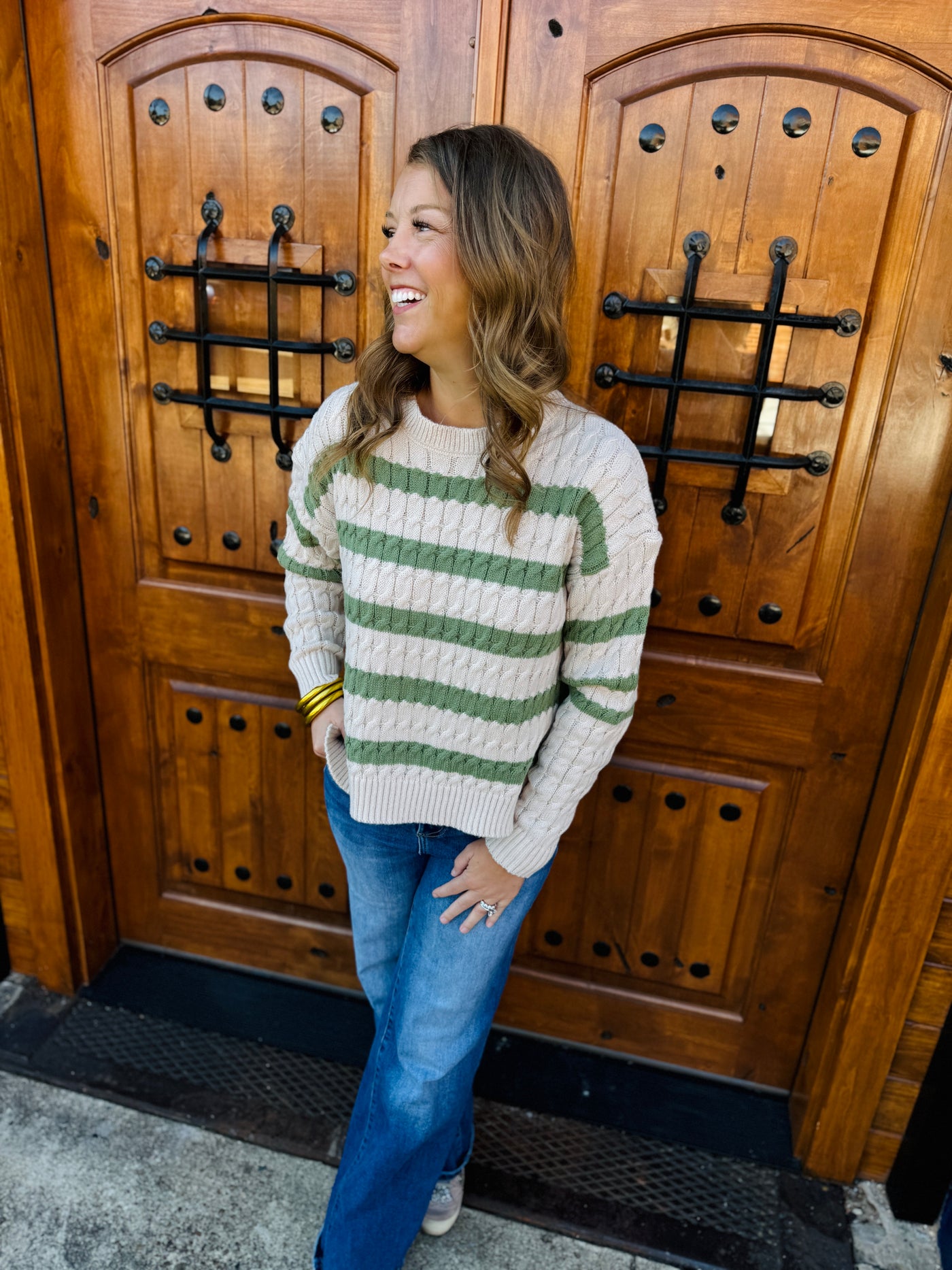 Not Me in Stripes - Green Sweatshirt