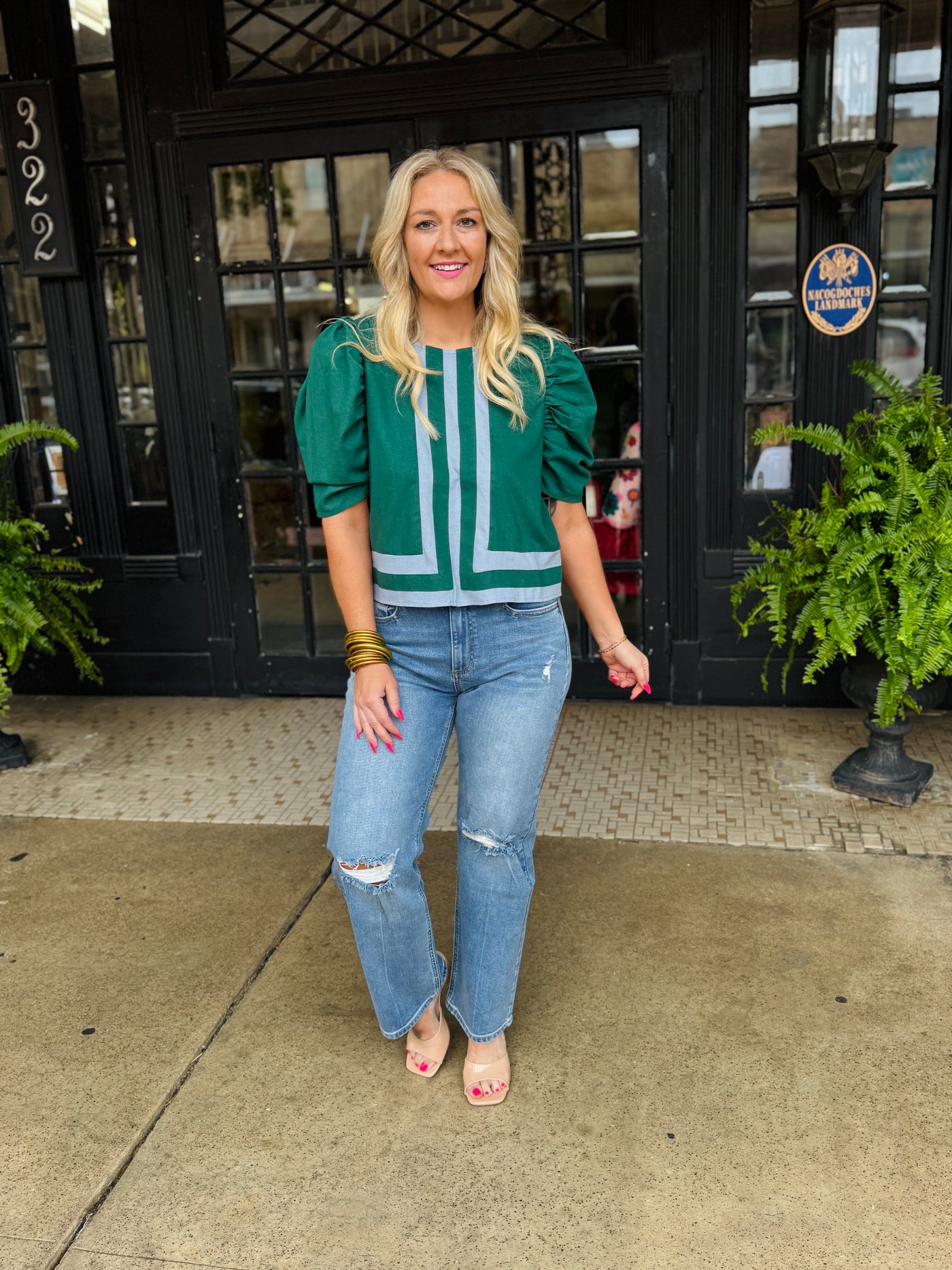 Vineyard Stroll Top - Hunter Green