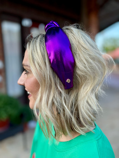 Purple Puff Metallic Knotted Headband | Brianna Cannon