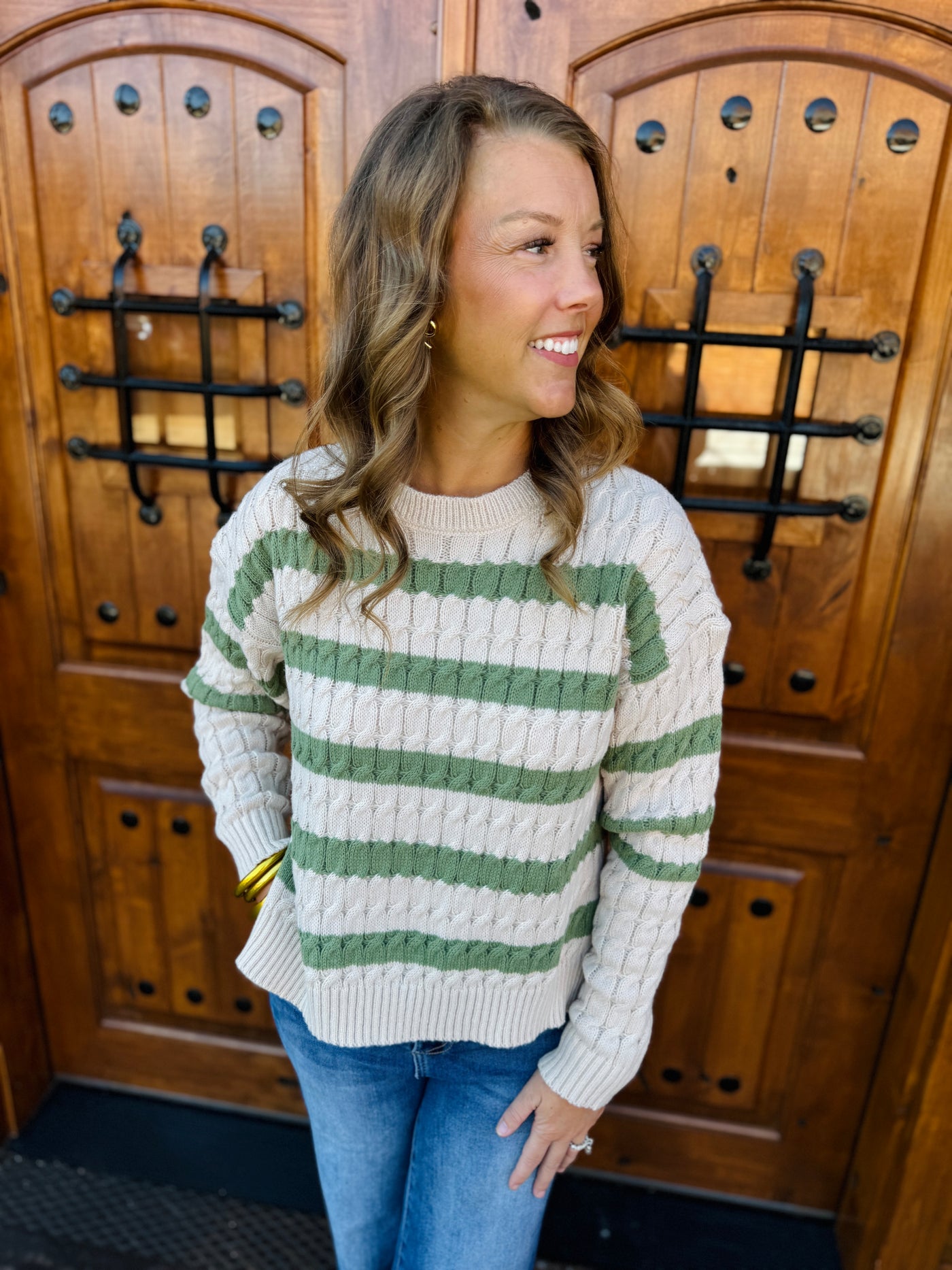 Not Me in Stripes - Green Sweatshirt