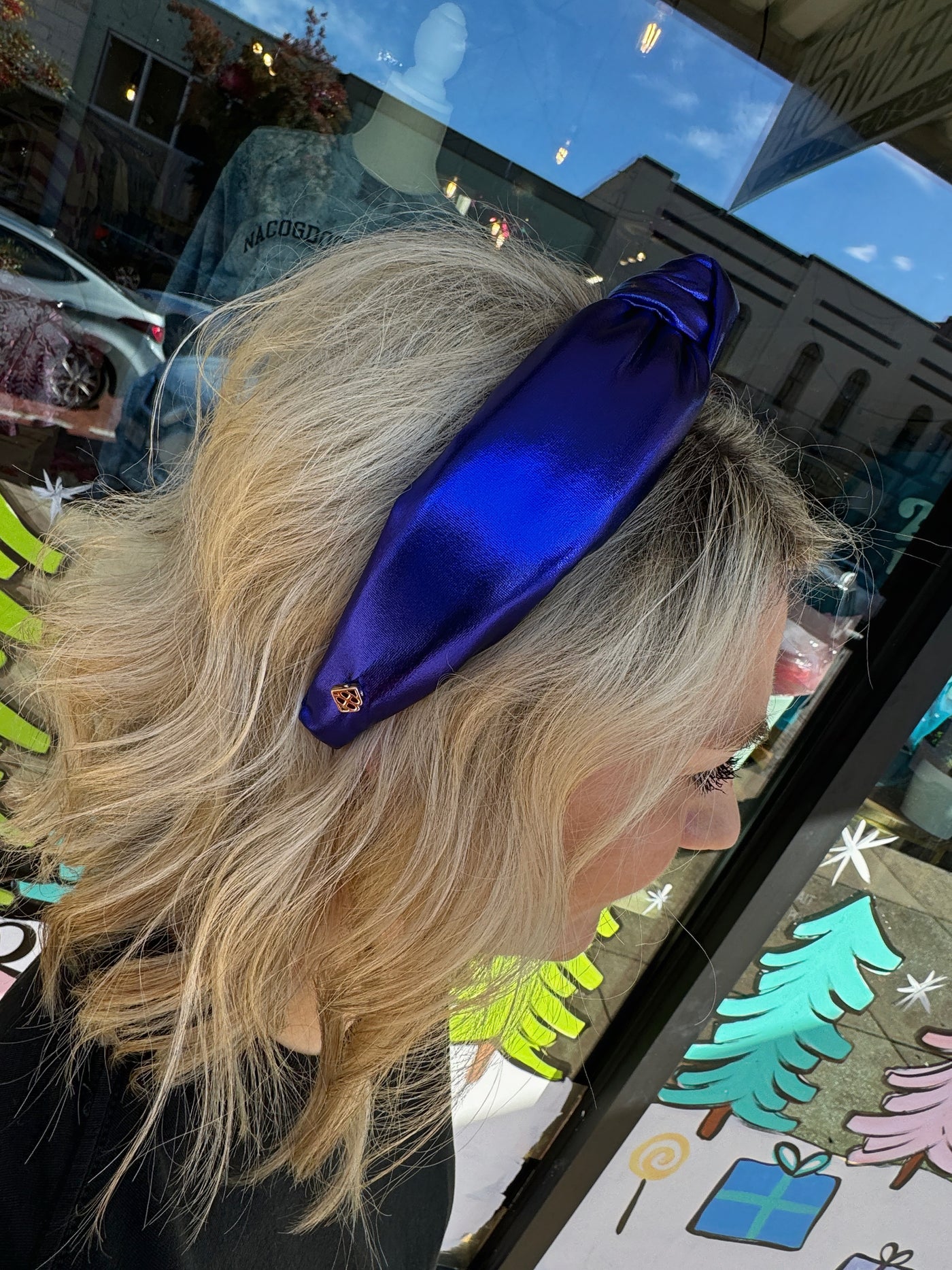 Blue Puff Metallic Knotted Headband | Brianna Cannon