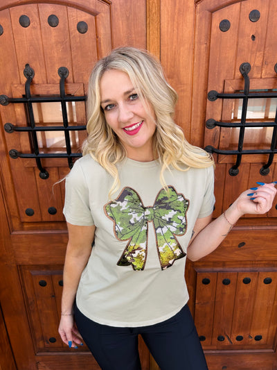 Sequin Camo Bow Top