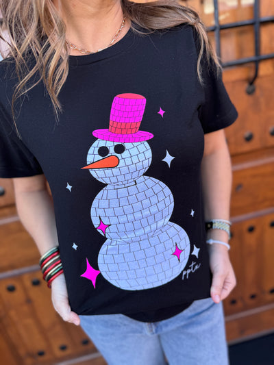 Disco Glitter Snowman Graphic Tee