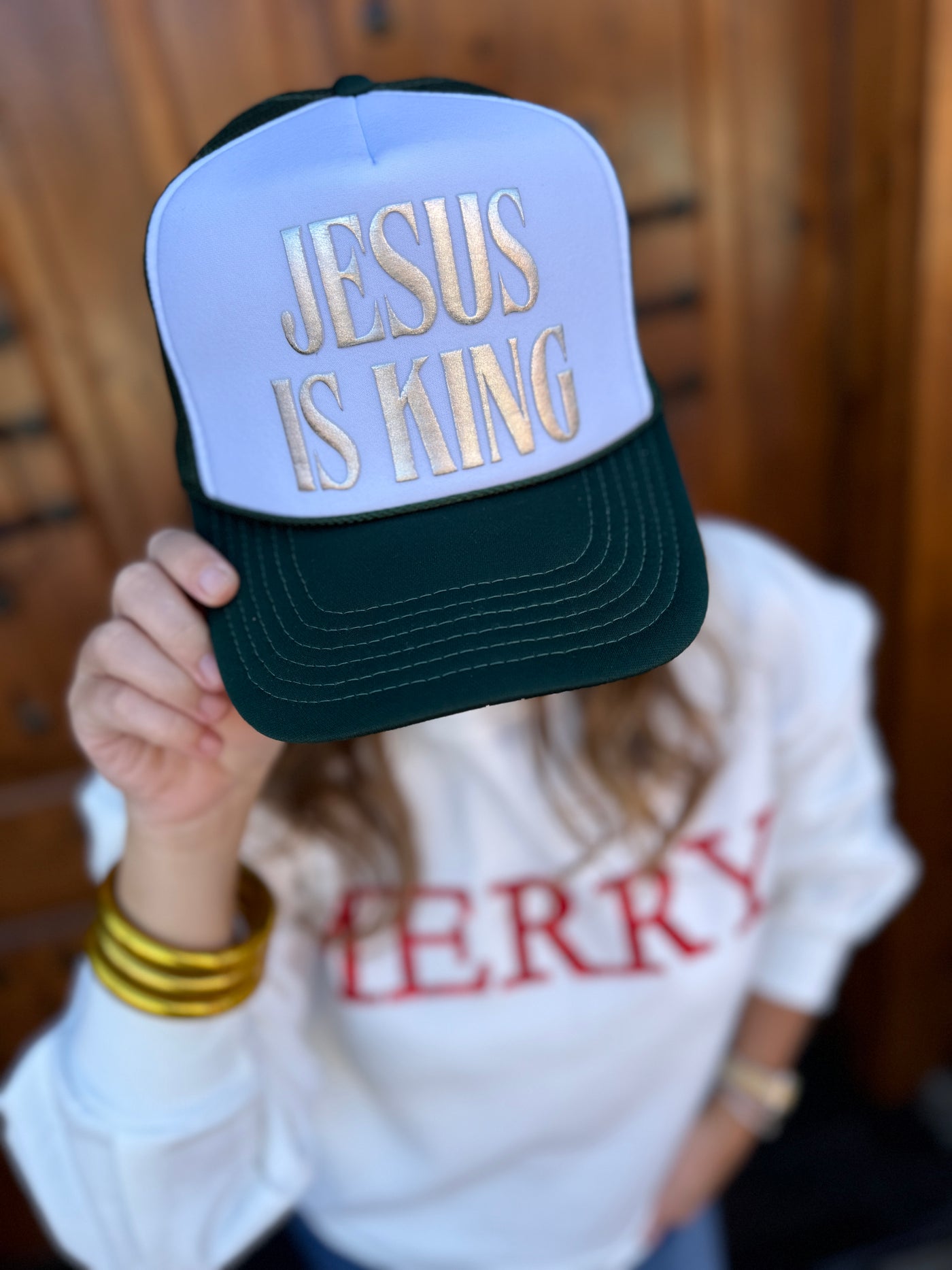 Jesus is King Hat - Silver & White