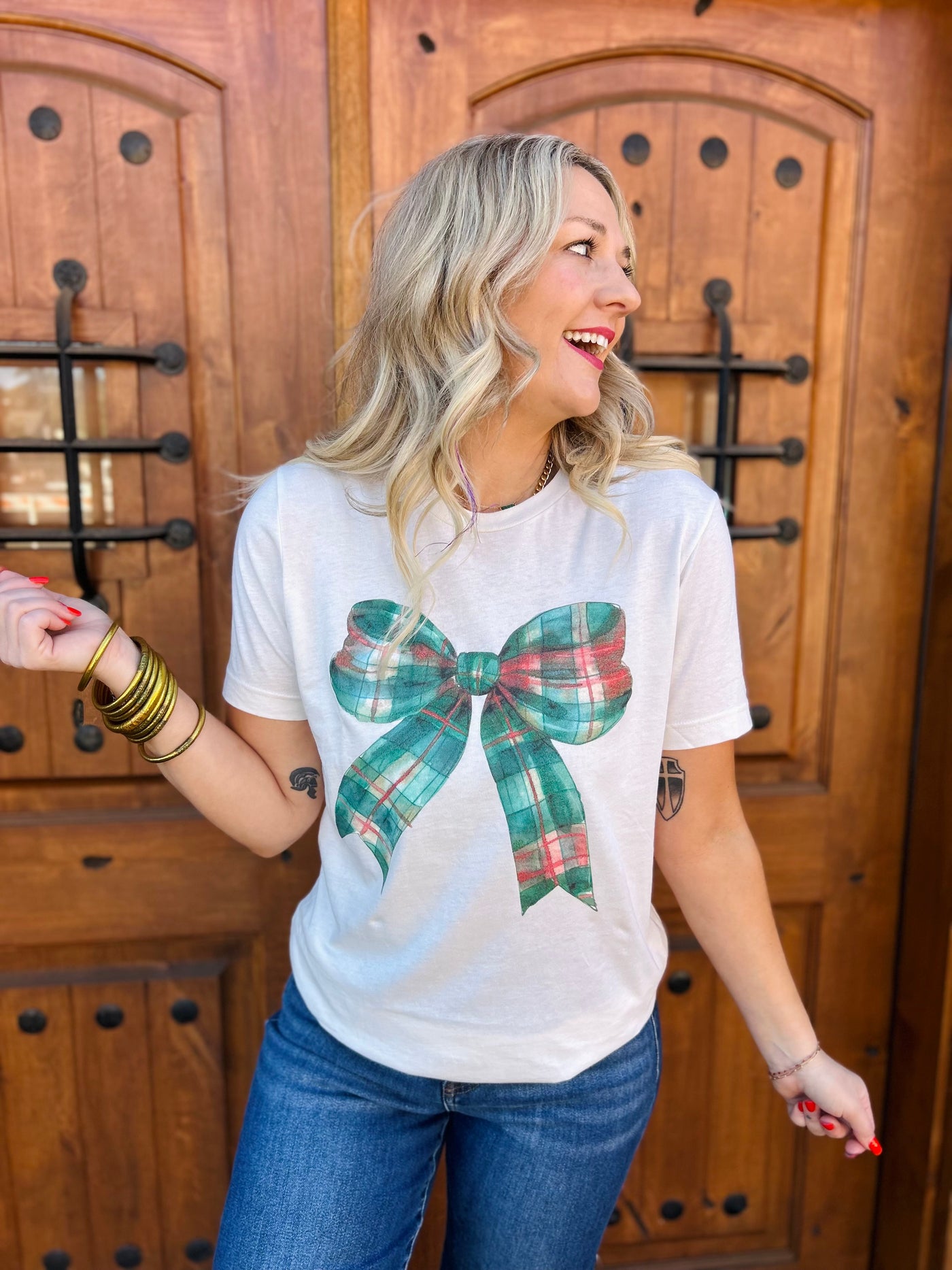Christmas Bow Graphic Tshirt