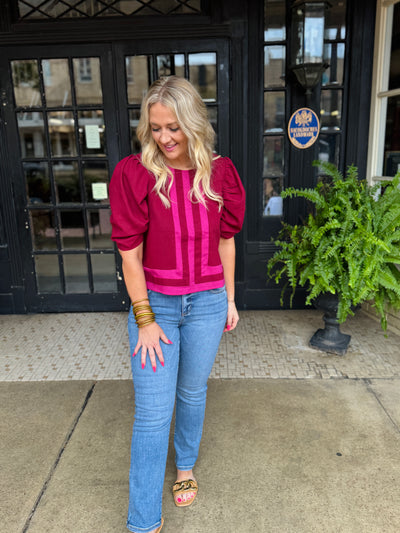 Vineyard Stroll Top - Burgundy