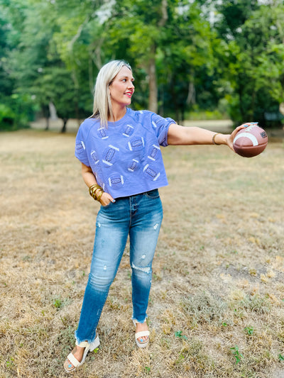 Purple Fuzzy Pearl Football Top | Queen Of Sparkles