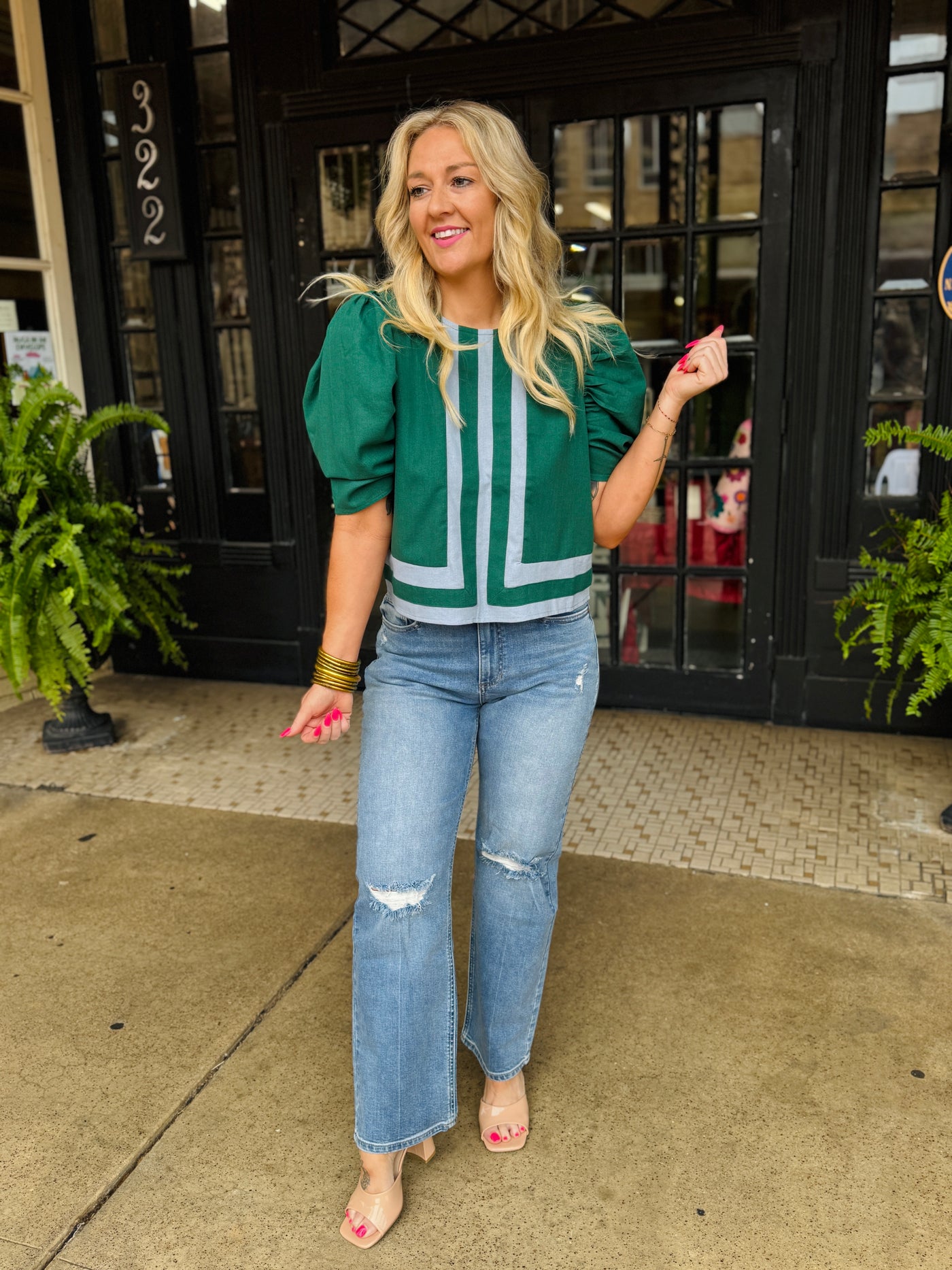 Vineyard Stroll Top - Hunter Green