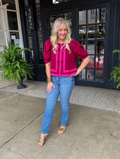 Vineyard Stroll Top - Burgundy