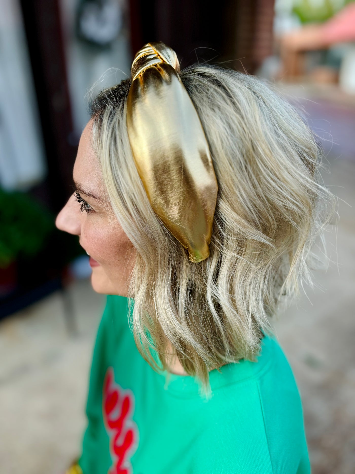 Gold Puff Metallic Knotted Headband | Brianna Cannon