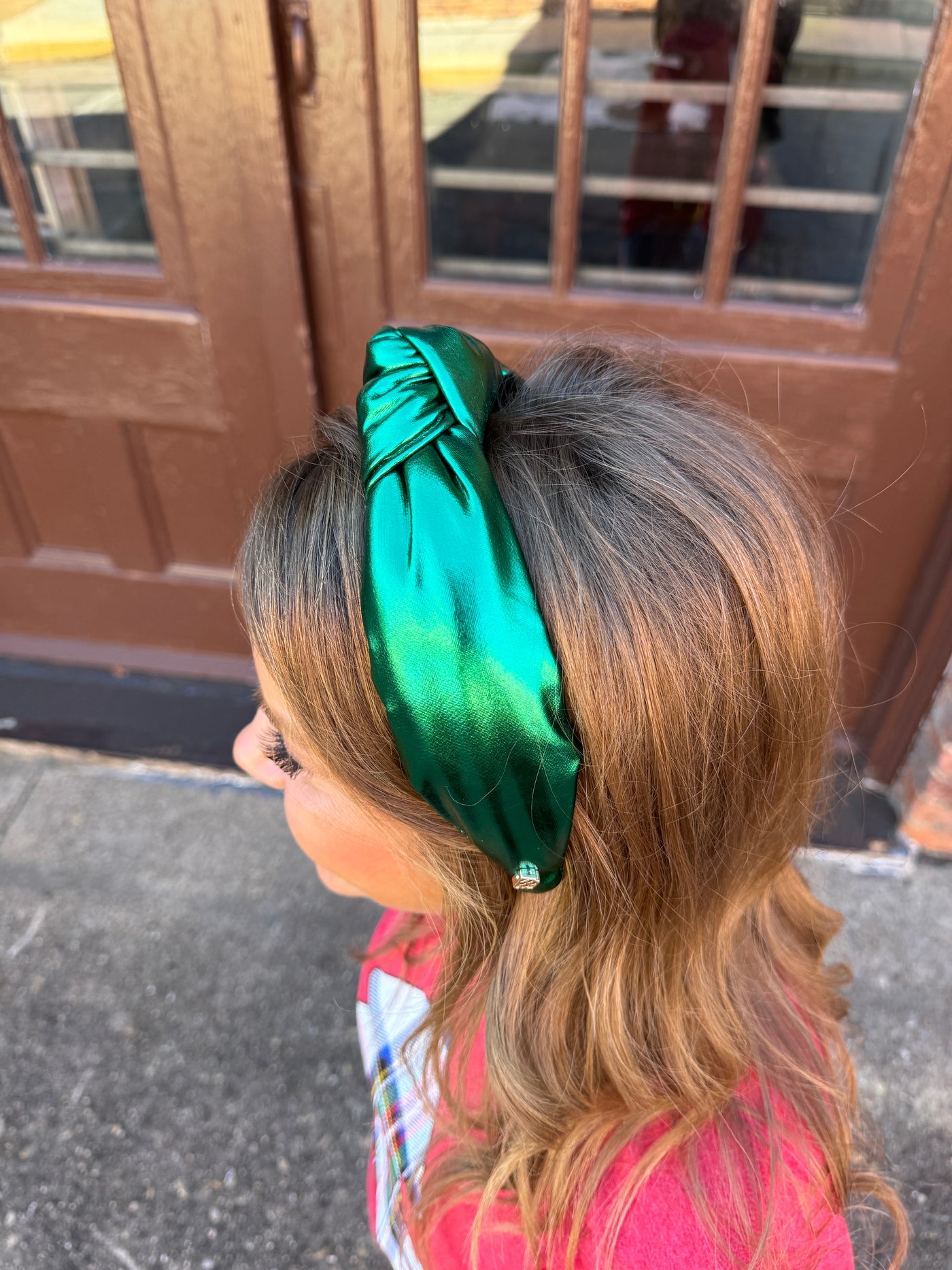 Green Puff Metallic Knotted Headband | Brianna Cannon