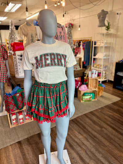 A Very Merry Plaid Christmas Graphic Tee