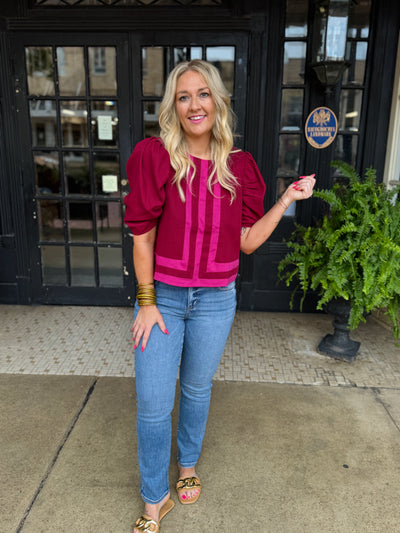 Vineyard Stroll Top - Burgundy