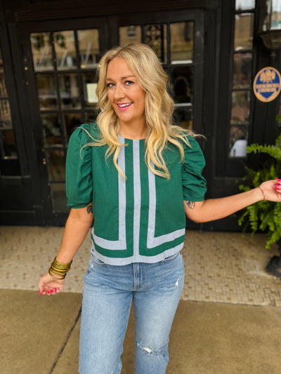 Vineyard Stroll Top - Hunter Green