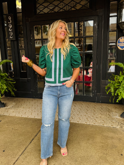 Vineyard Stroll Top - Hunter Green