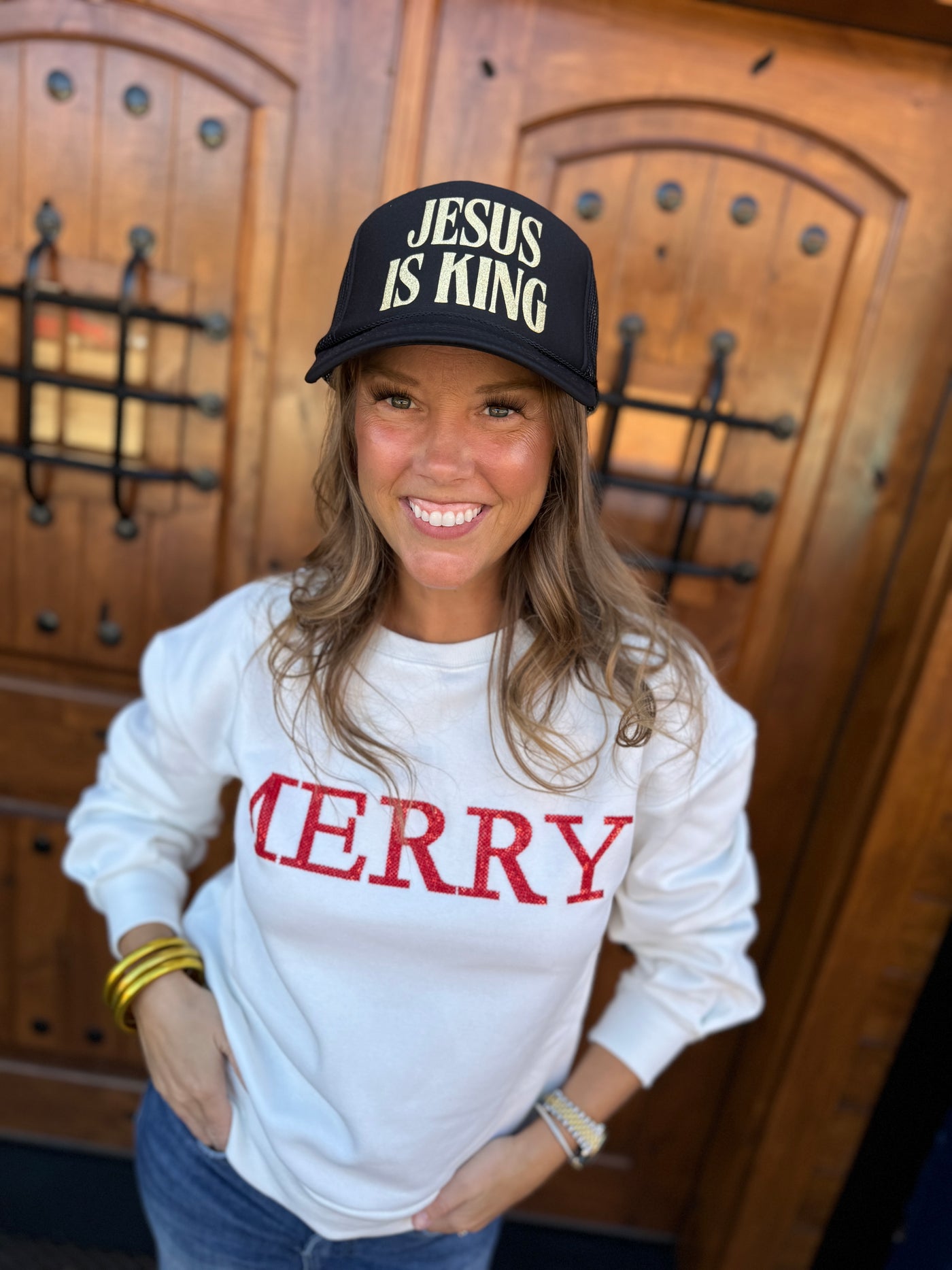 Jesus is King Hat - Black & Gold