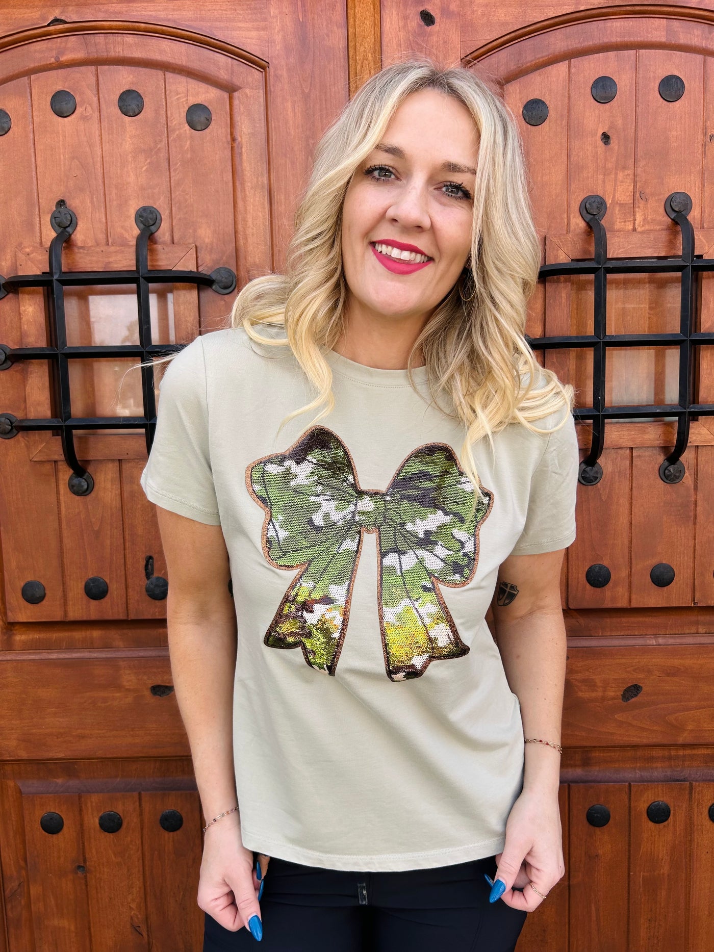 Sequin Camo Bow Top