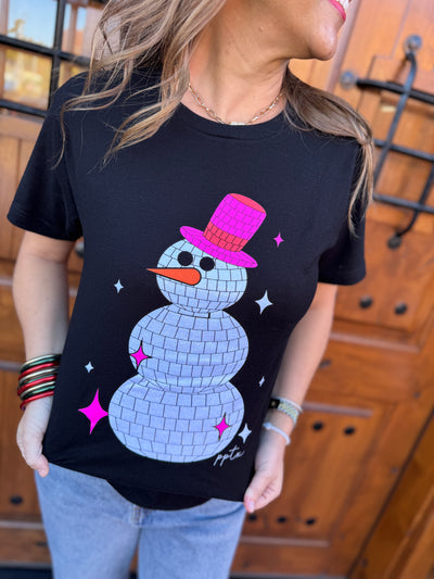 Disco Glitter Snowman Graphic Tee