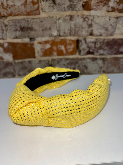 Solid Tweed and Gold Headband - Yellow | Brianna Cannon
