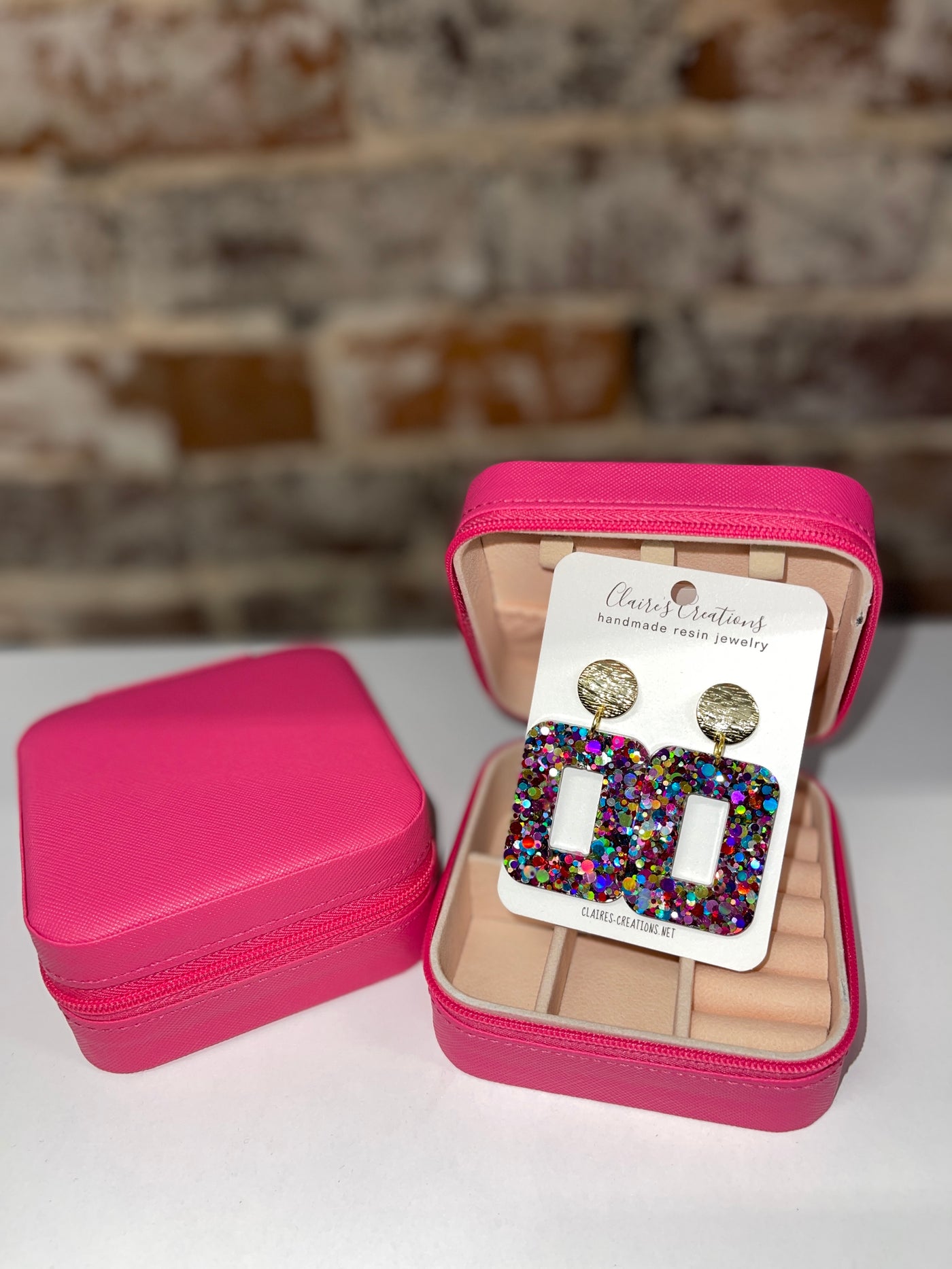 Mini Travel Jewelry Case - HOT PINK