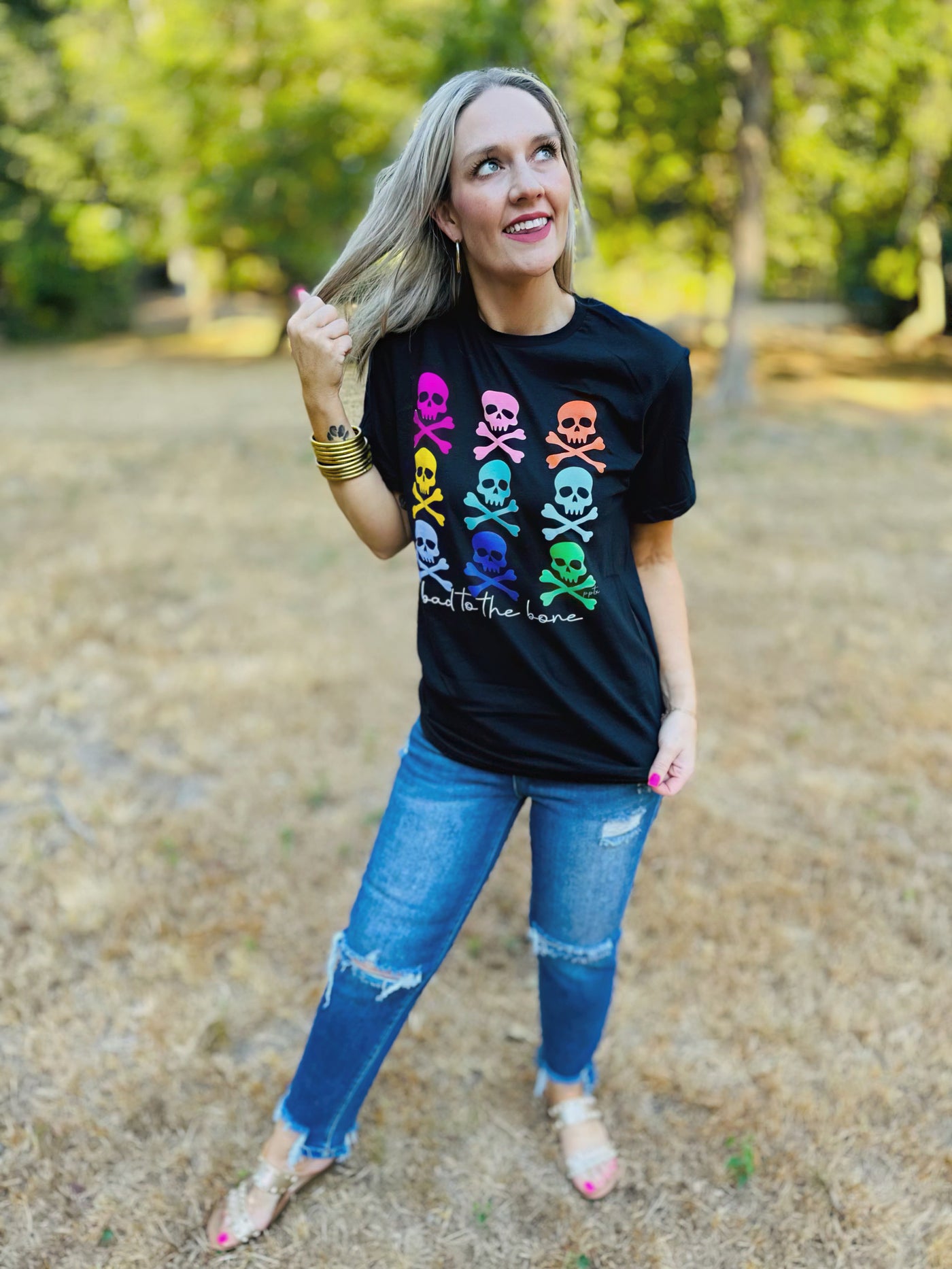 Bad To The Bone Colorful Skelton Tee