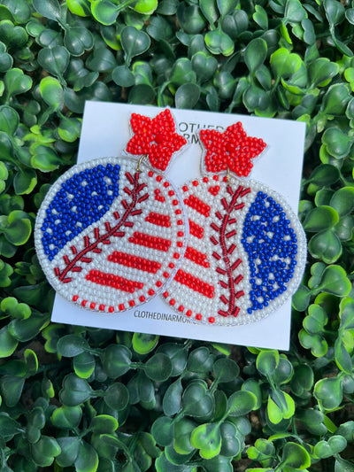Fourth Of July Seed Bead Earrings