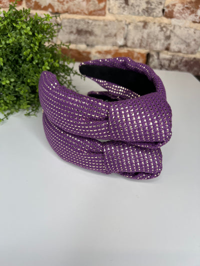Solid Tweed and Gold Headband - Purple | Brianna Cannon