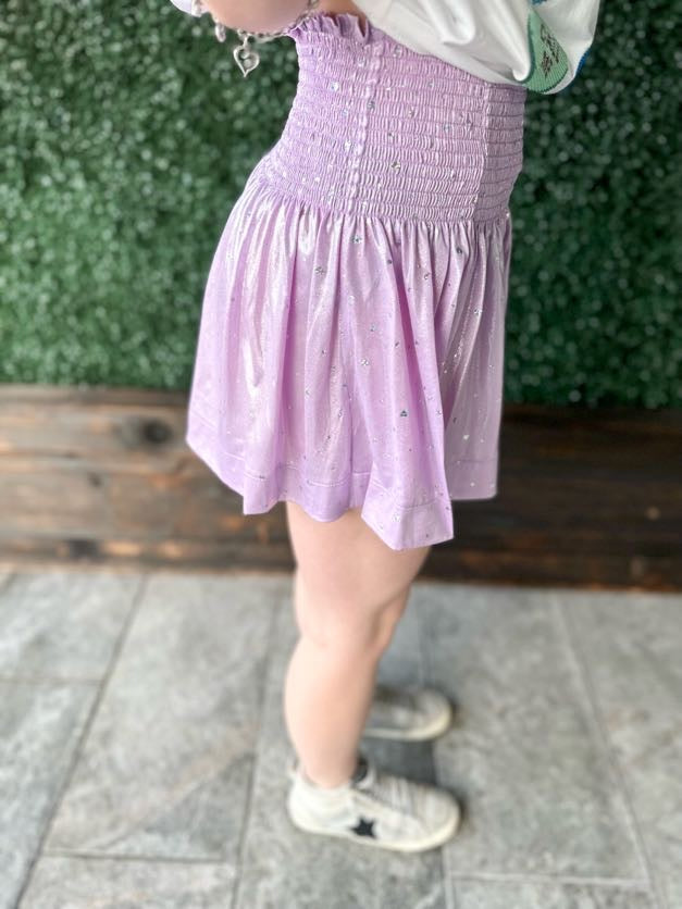 Queen Of Sparkles - Lavender Glitter Heart Shorts