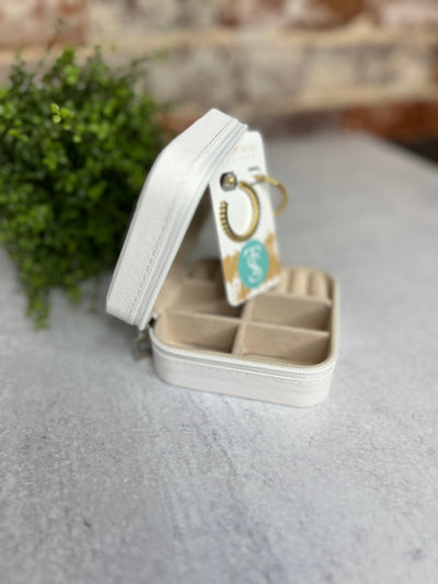 Mini Travel Jewelry Case - White