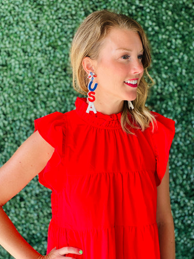USA Beaded Earring